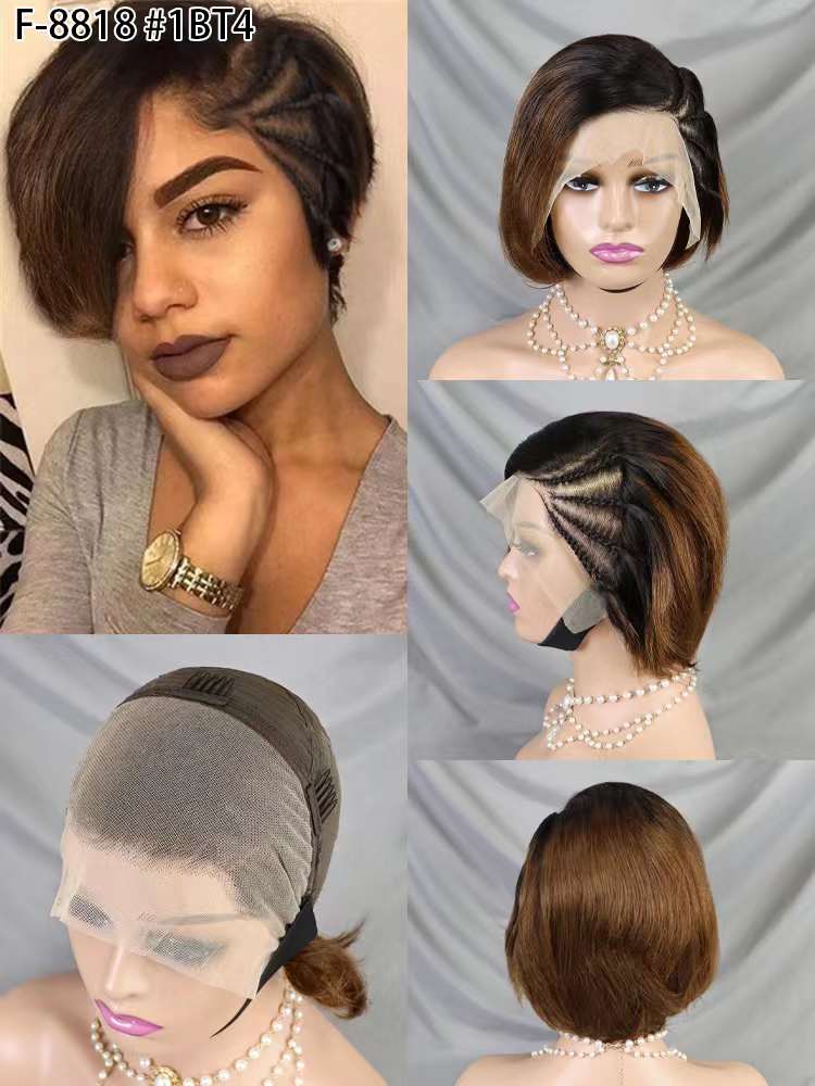 13*4 Full Frontal Wig Pixie Cut Human Hair Wig 9 color available