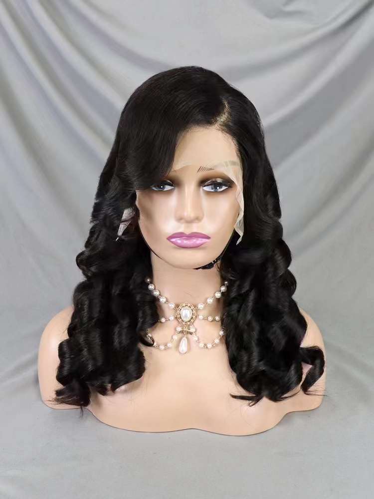 300% Density 13*4 Full Frontal Wig Egg Wave 18inch Human Hair Double Drawn Wig 9 Color Available