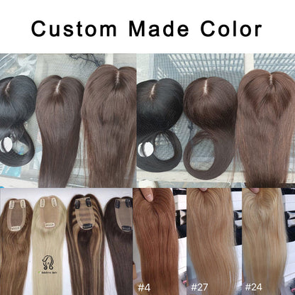 11x13cm Clip In Topper For Women Real Virgin Human Hair Piece Customed Toupee Wiglet Top Thin Loss Hair
