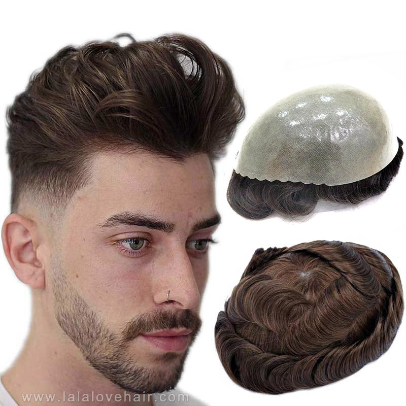 Toupee for Men Indian Human Hair Men Wig Men's Capillary Prothesis Hair Wig Male 130% Density 0.1-0.12mm Thickness Skin Hair Wig