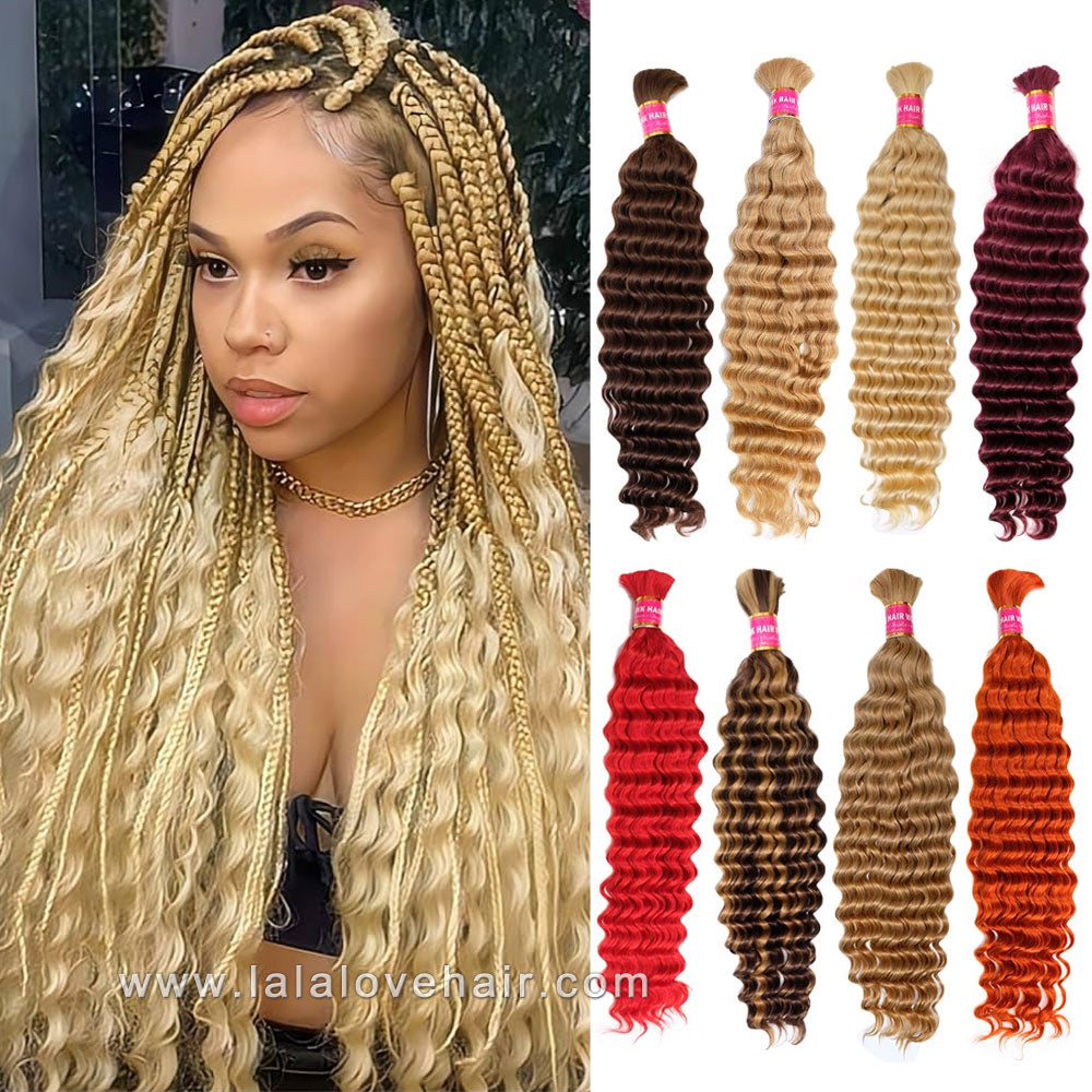 100% Human Hair Bulk For Braids No Weft Bundles Deep wave Original Natural Hair extensions 100g Deep Wave Braids