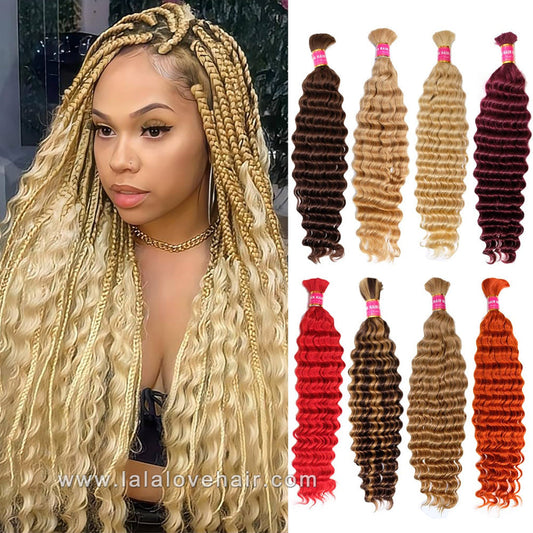 100% Human Hair Bulk For Braids No Weft Bundles Deep wave Original Natural Hair extensions 100g Deep Wave Braids