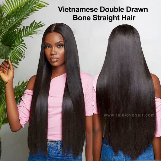 Vietnamese Human Hair Super Double Drawn Bone Straight Hair Natural Color