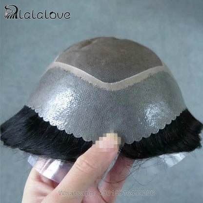 Bond-Toupee Mono On Top With PU Front & NPU Back Base Toupee For Men Male Hair Prosthesis Natural Human Hair Men's Wigs Systems