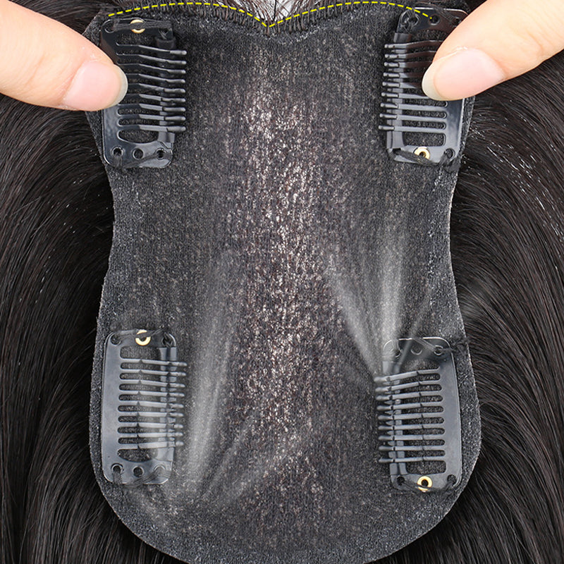 8x12cm Human hair replacement Toupee invisible to cover white hair natural top wig patches for women
