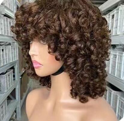 Egg Curly Double Drawn Human Hair Wigs Burgundy 99J Brown Short Loose Wave Wig