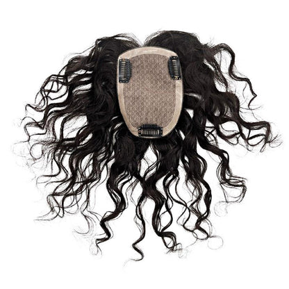 Wavy Hair Women Toupee Clips In HairPiece Silk Base Chinese Virgin Human Hair Topper Curly Silk Top Skin Scalp Breathable