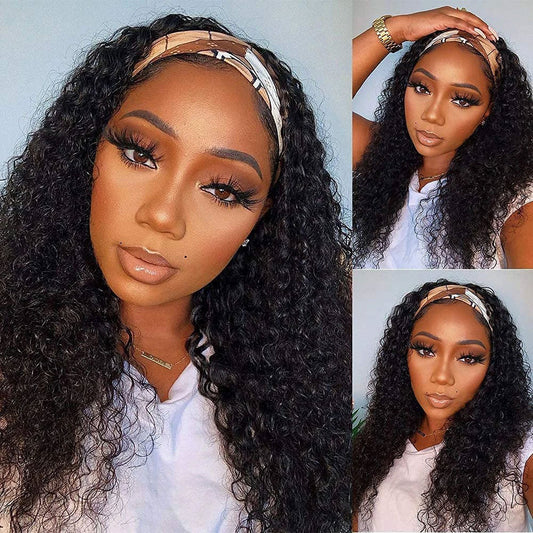 Deep Wave 180% Density Headband Wig Human Hair Wigs