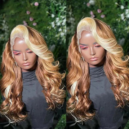 13x4 Colored Human Hair Wigs Lace Front Wig Brown 613 Body Wave Lace Front Wig