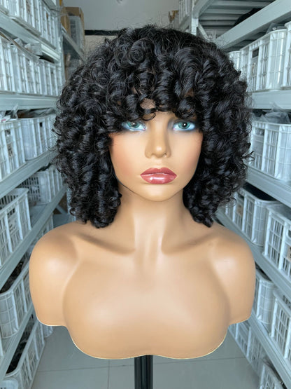 Egg Curly Double Drawn Human Hair Wigs Burgundy 99J Brown Short Loose Wave Wig
