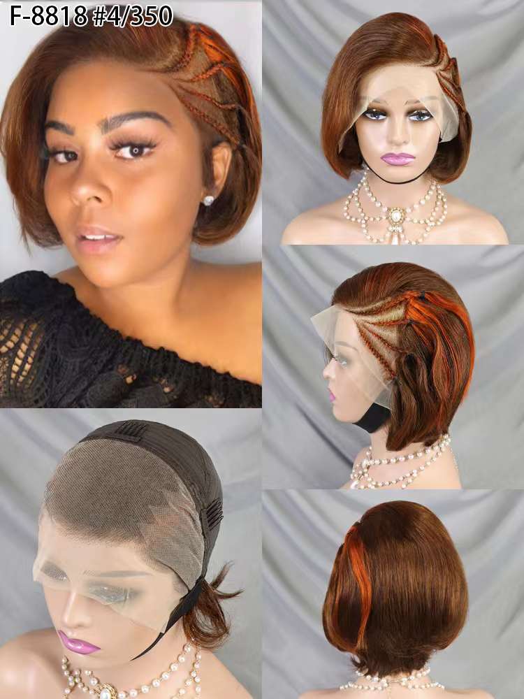 13*4 Full Frontal Wig Pixie Cut Human Hair Wig 9 color available
