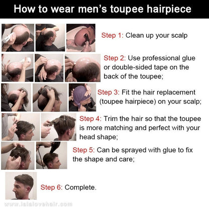 Invisible V-loop front Thin Skin Base Men's Capillary Prosthesis 0.06mm Thick Human Hair System Men Toupee Natural Hairline