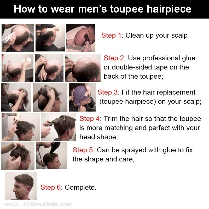 Toupee for Men Indian Human Hair Men Wig Men's Capillary Prothesis Hair Wig Male 130% Density 0.1-0.12mm Thickness Skin Hair Wig