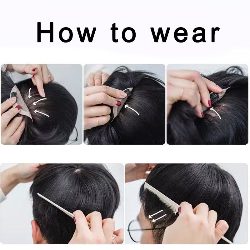 16x18cm Natural Human Hair Toupee with 3 Clips on Short Hair Replacement System Hairpiece Wig for Men Baldness