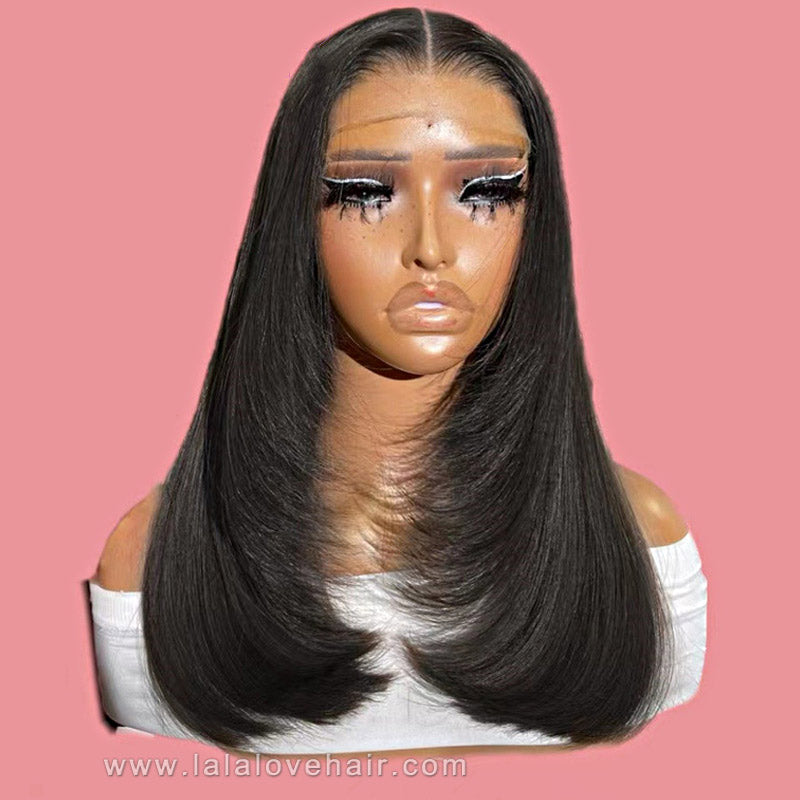 Human Hair 4*4 Closure Wig Layered Cut Straight Bob Human Hair Wig