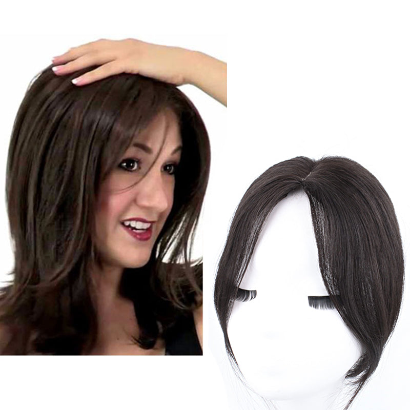 8x12cm Human hair replacement Toupee invisible to cover white hair natural top wig patches for women
