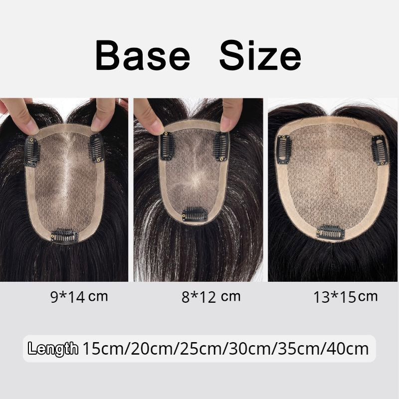 Wavy Hair Women Toupee Clips In HairPiece Silk Base Chinese Virgin Human Hair Topper Curly Silk Top Skin Scalp Breathable