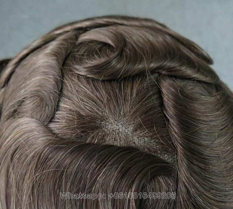 Bond-Toupee Mono On Top With PU Front & NPU Back Base Toupee For Men Male Hair Prosthesis Natural Human Hair Men's Wigs Systems