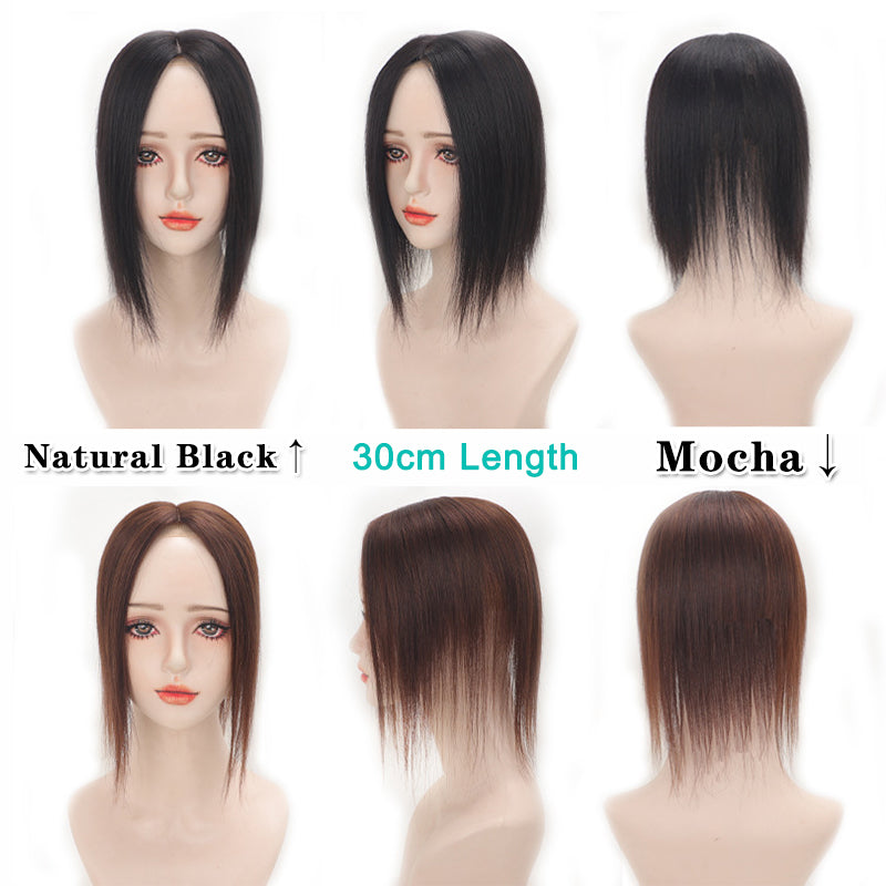 Multi Size Human Hair Silky Straight Women Topper Hair Pieces Clips in Women Toupee
