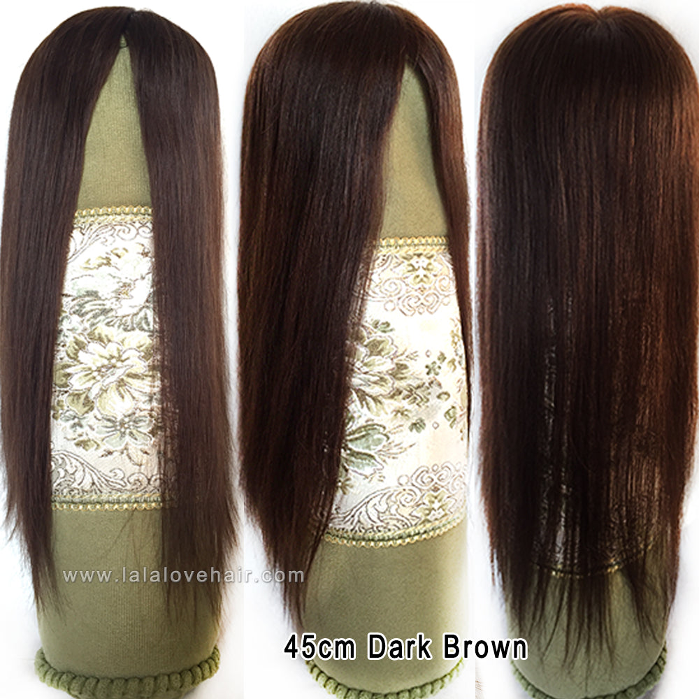 15x17cm & 16x18cm Human Hair Topper Hand Tied Silk Top Toupee Silk Base Breathable Hair Piece with Clips for Women