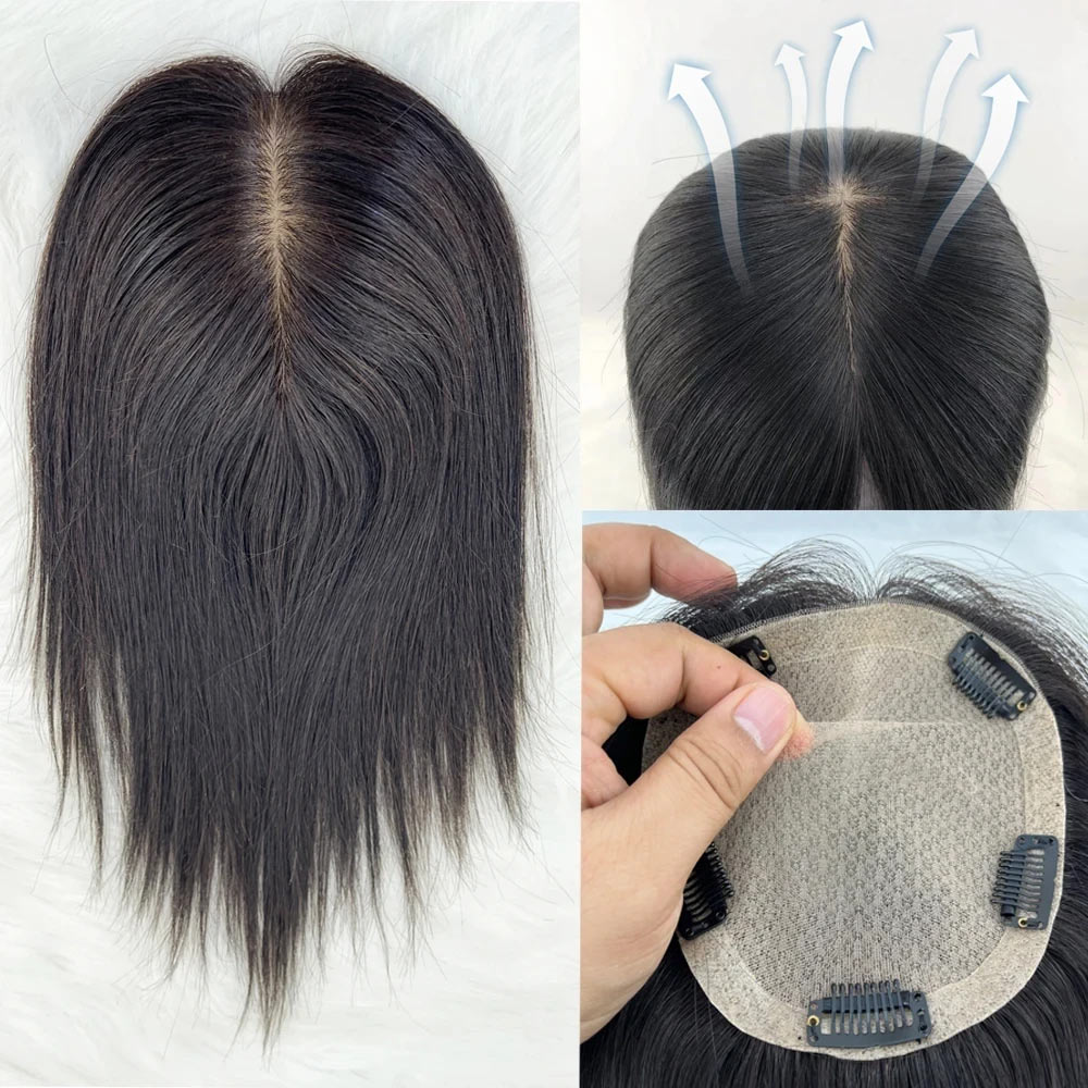 12x14cm & 13x15cm & 14x16cm Women Toupee Skin Silk Base Virgin European Human Hair Topper for Bald Thin Hair Fine Hairpiece