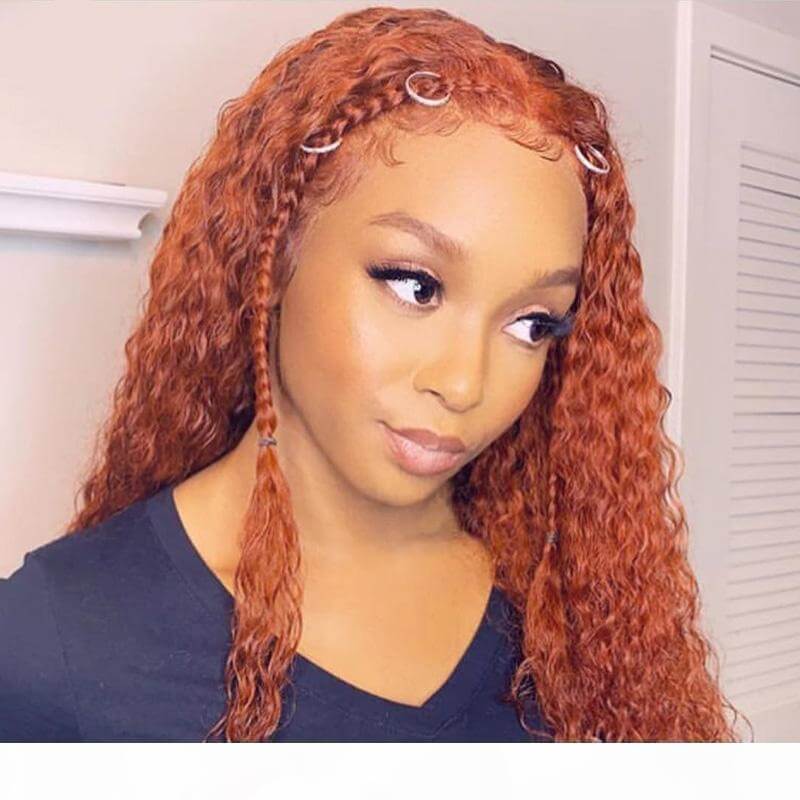 13x4 Frontal / 4x4 Lace Closure Wig Fashion #350 Orange Ginger Color Water Wave Lace Wig