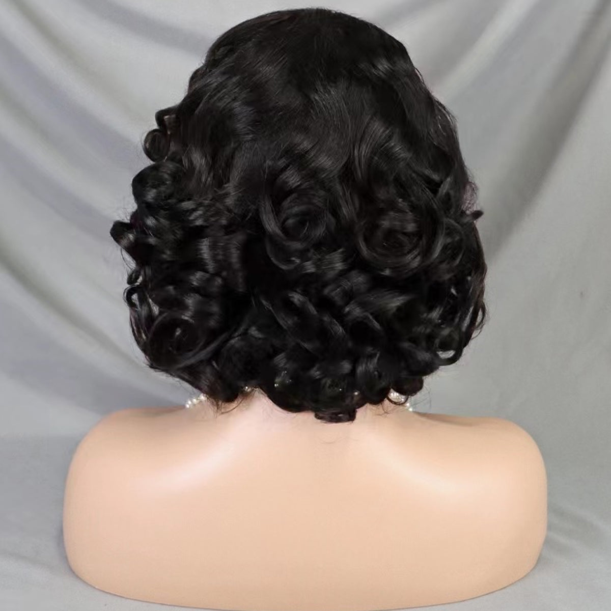 Wig Short Bob 4x4 Human Hair Wig Bouncy Wave Natural Closure Wig for Women 12inch 200% Density