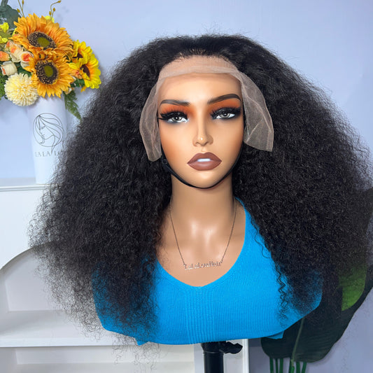 300% Full Density Afro curly Human hair 13x4 Lace Frontal wig 20"