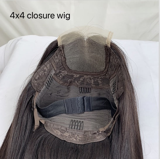 Human Hair 4*4 Closure Wig Layered Cut Straight Bob Human Hair Wig