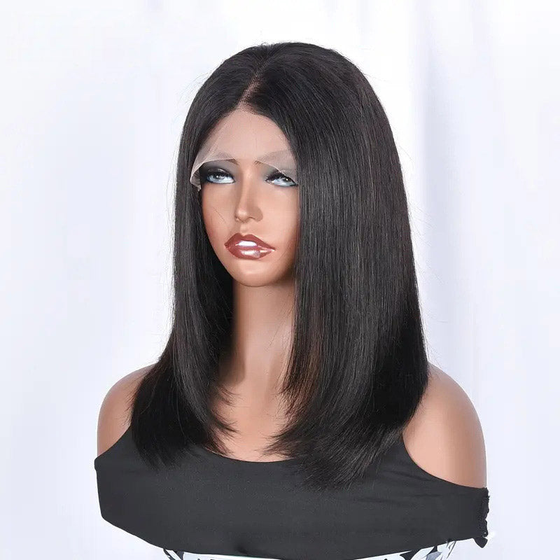 Human Hair 4*4 Closure Wig Layered Cut Straight Bob Human Hair Wig