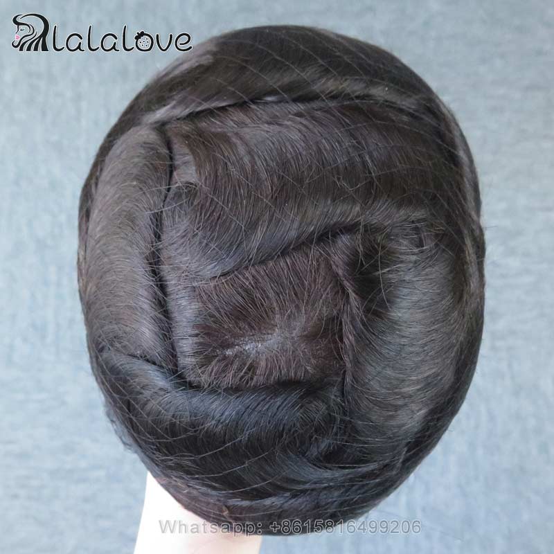 Invisible V-loop front Thin Skin Base Men's Capillary Prosthesis 0.06mm Thick Human Hair System Men Toupee Natural Hairline