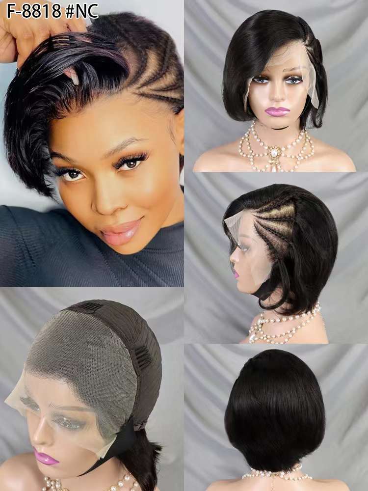 13*4 Full Frontal Wig Pixie Cut Human Hair Wig 9 color available