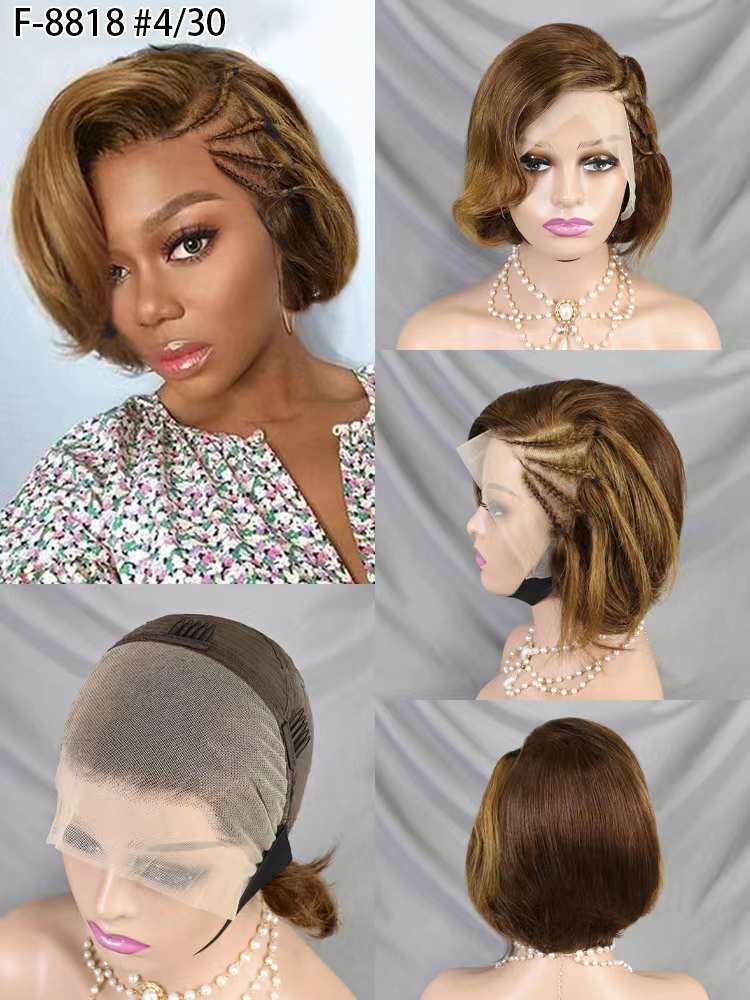 13*4 Full Frontal Wig Pixie Cut Human Hair Wig 9 color available