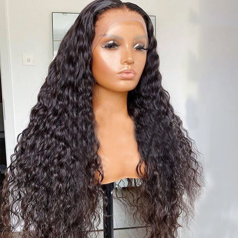 180% 210% Water Wave 13x4 & 13x6 Full Frontal Lace Wig Natural Color Human Hair Wigs