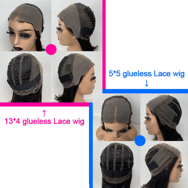 Highlight Burgundy With Dark Roots Glueless Straight 13x4 5x5 Lace Frontal Wigs