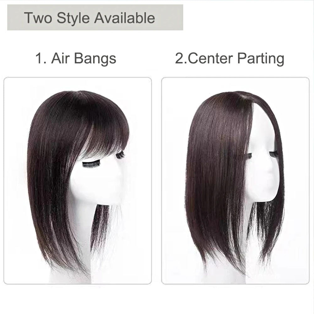 5x8cm Hand Tied Silk Base Virgin Hair Toppers 2 Clips For Women Silkty Straight Natural Scalp For Thinning Hair