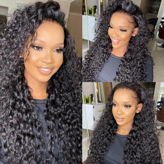 180% 210% Water Wave 13x4 & 13x6 Full Frontal Lace Wig Natural Color Human Hair Wigs