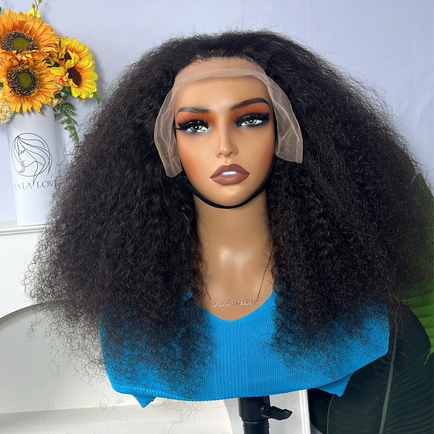 300% Full Density Afro curly Human hair 13x4 Lace Frontal wig 20"