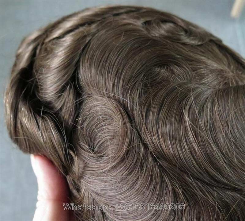 Bond-Toupee Mono On Top With PU Front & NPU Back Base Toupee For Men Male Hair Prosthesis Natural Human Hair Men's Wigs Systems