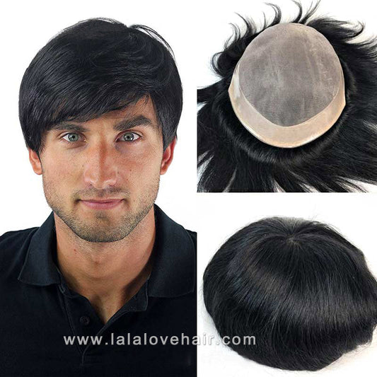 DURA Mono Toupee Hair Durable Man Wig Natural Indian Human Hair Wig for Men Breathable Mens Hair System