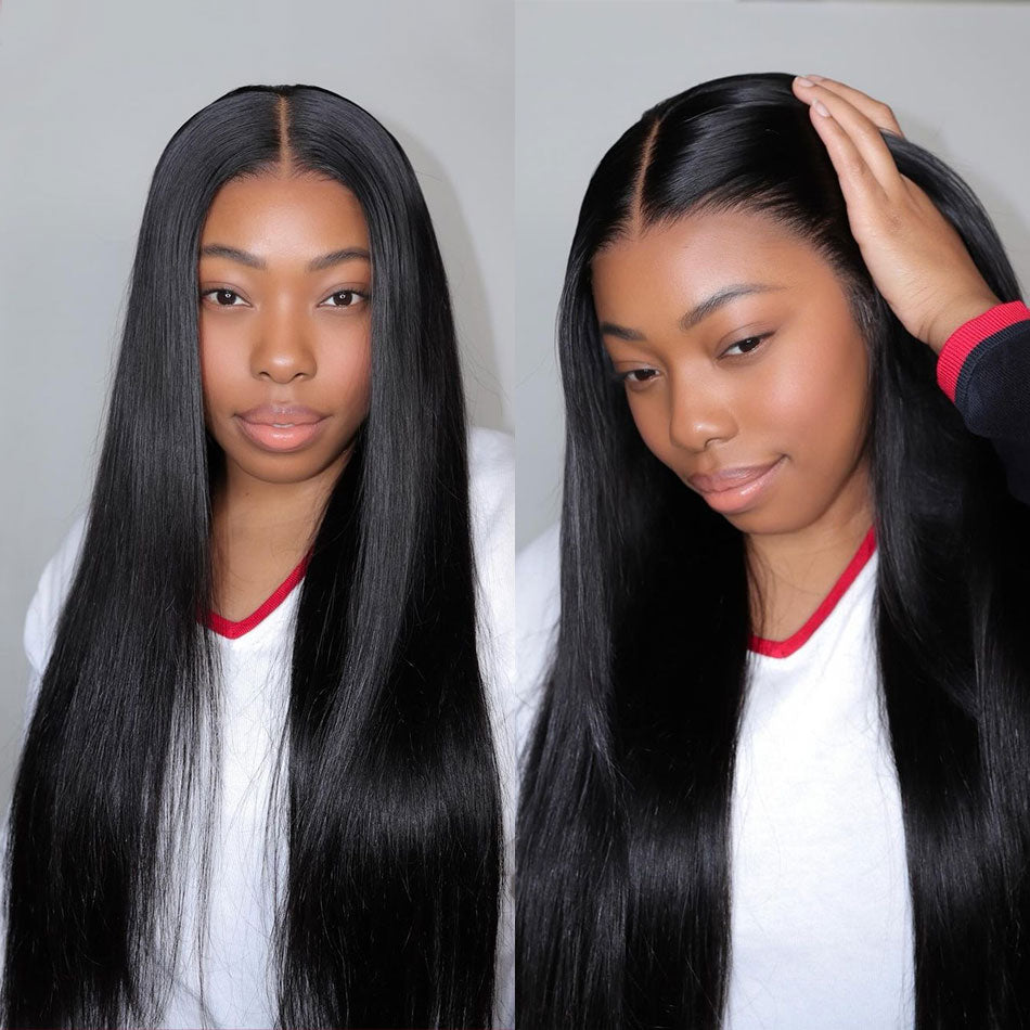 180% 210% Silky Straight Human Hair 4x4 13x4 13x6 Full Frontal lace Wigs