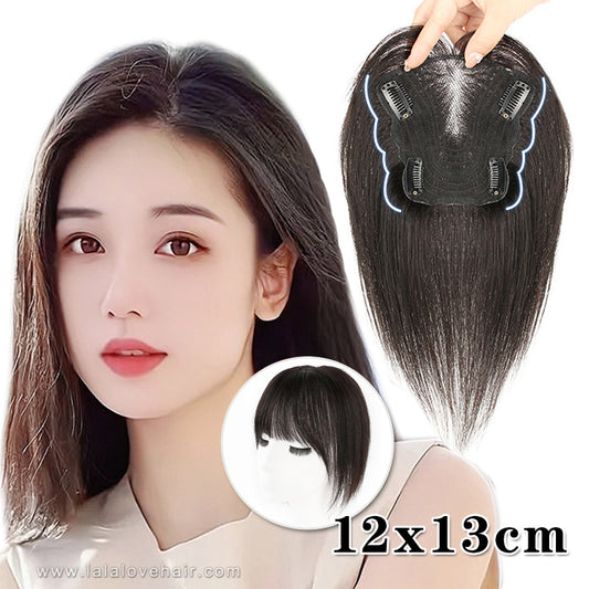 12x13cm Butterfly Swiss Lace Base Human Hair Toupee Hairpiece for Women Conceal Your White Hair