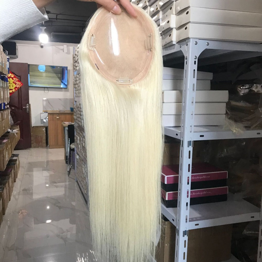 16Inches Human Hair Breathable Mono With Clip Toupee Women Wig Hair Piece all hand woven