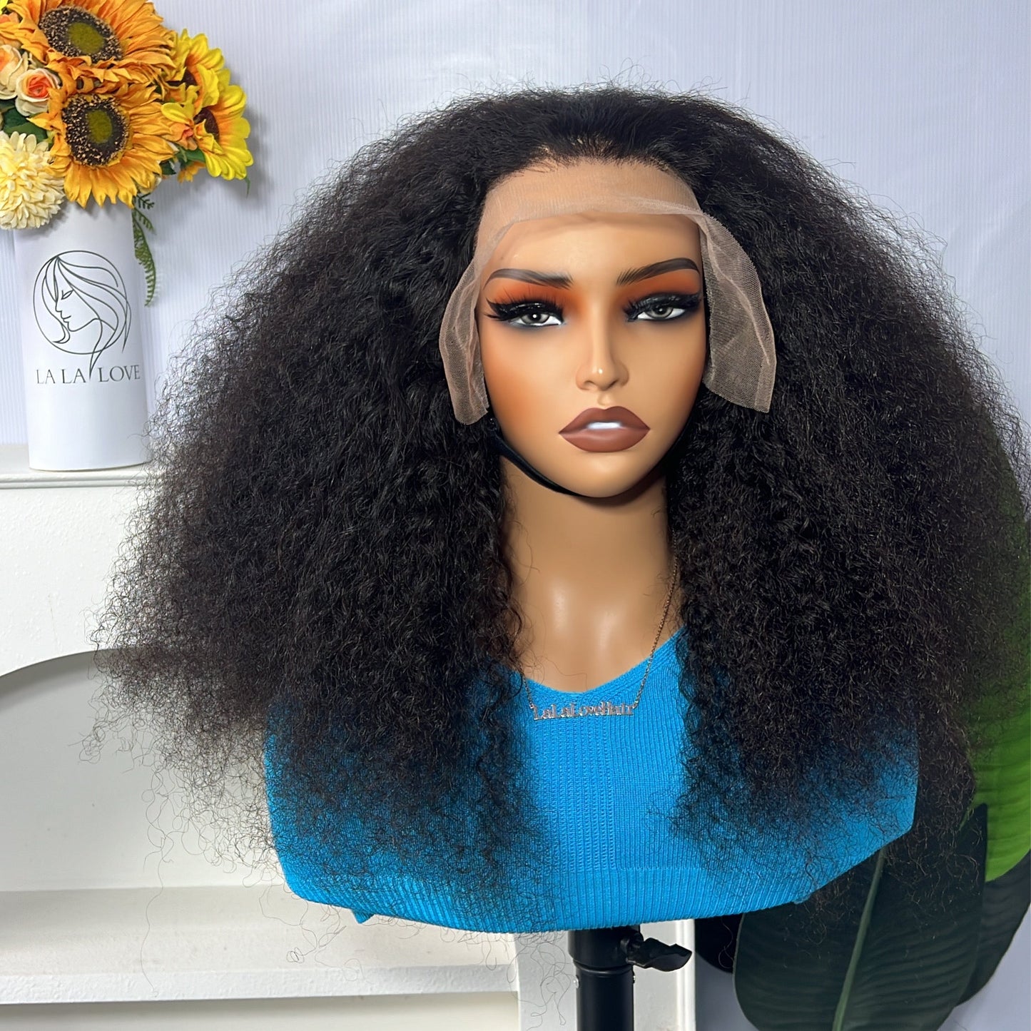 300% Full Density Afro curly Human hair 13x4 Lace Frontal wig 20"