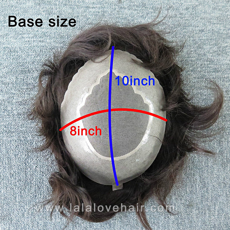 Indian Human Hair Toupee skin Fine mono with PU and bleached lace front toupee for men hair replacement wigs men hair piece
