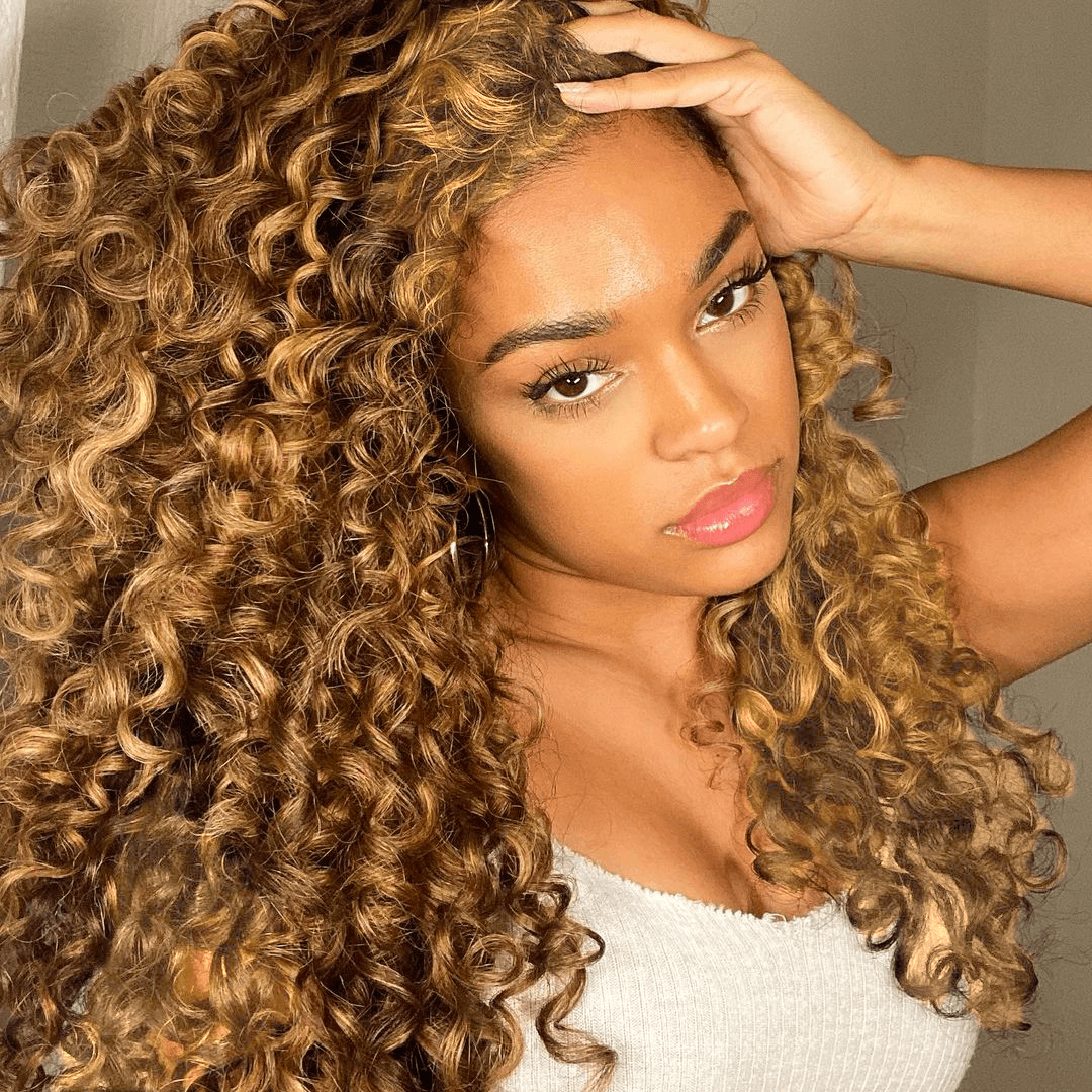 13x4 Frontal / 4x4 Lace Closure Wig Honey Blonde #27 Water Wave Lace Wig