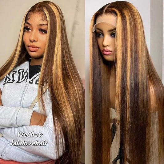 Wholesale 18-30inch piano color Human Hair 13x4 lace front wig