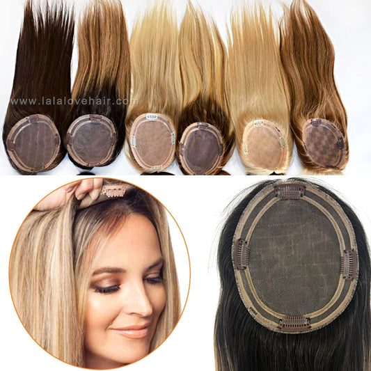 16Inches Human Hair Breathable Mono With Clip Toupee Women Wig Hair Piece all hand woven