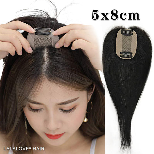 5x8cm Hand Tied  Silk Base Virgin Hair Toppers 2 Clips For Women Silkty Straight Natural Scalp For Thinning Hair
