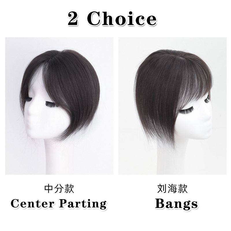 10x13cm Human hair top hairpiece invisible covering white hair replacement for women